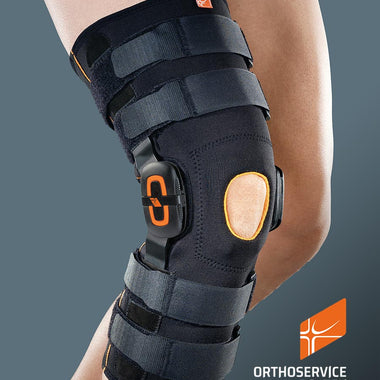 GenuFIT 27  Ortesi per ginocchio in tessuto AirX™ con aste articolate policentriche a controllo F-E, lunga